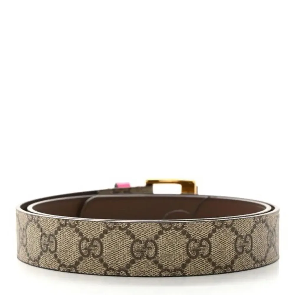 BNWT Gucci GG Supreme Monogram Dollar Calfskin Bamboo 30mm Belt Size 75/30 - Picture 3 of 5